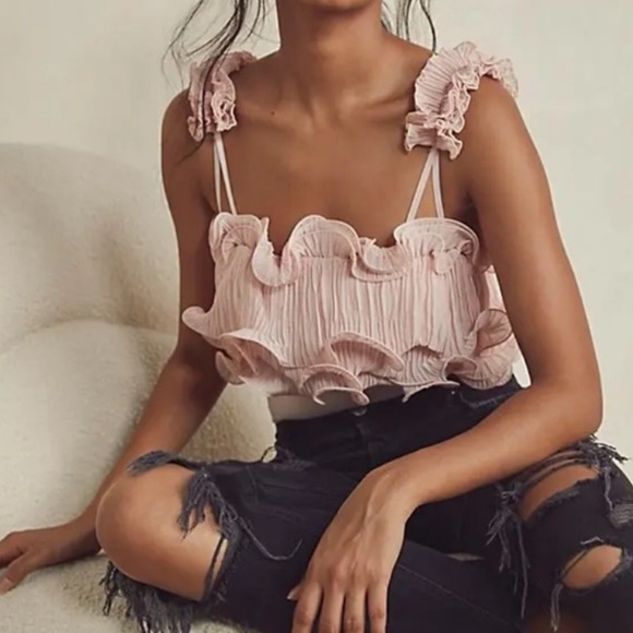 Free people for the frill of it pink bodysuit - Picture 1 of 3